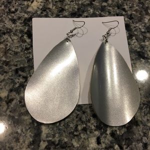 Silver leather earrings